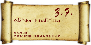 Zádor Fidélia névjegykártya